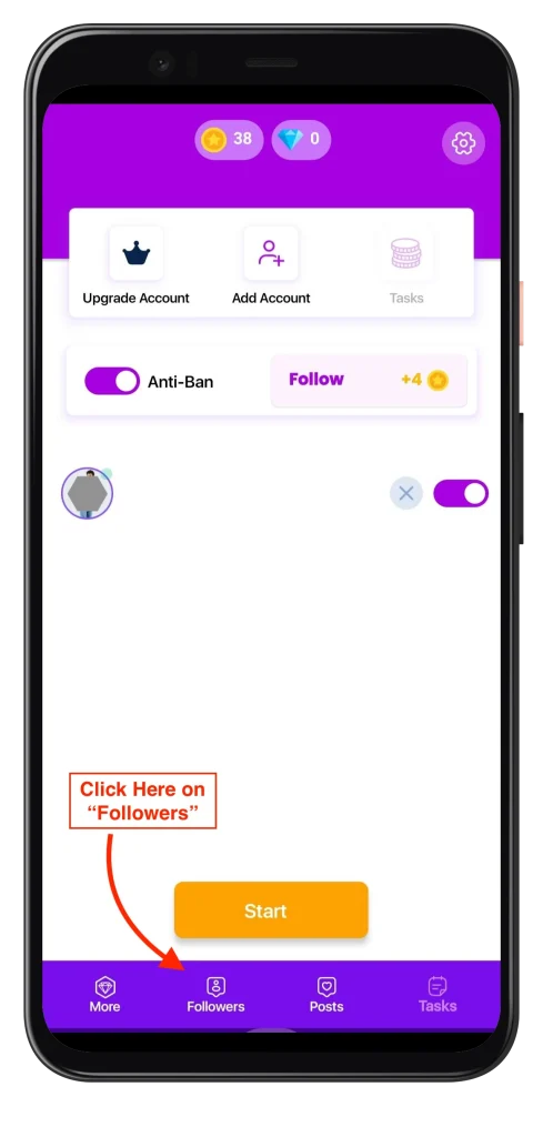 click on followers buttons