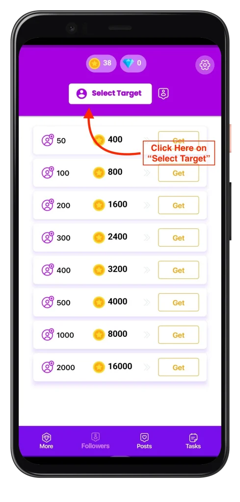 select instagram account